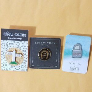 3 Enamel Pin Set Bundle Cute Lock Love Bad Luck Horseshoe Sign Fleetwood Mac